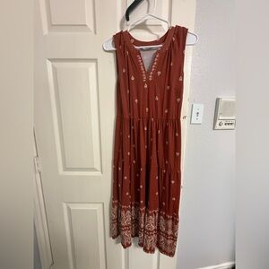 Lucky Brand Terracotta Sleeveless Midi Dress